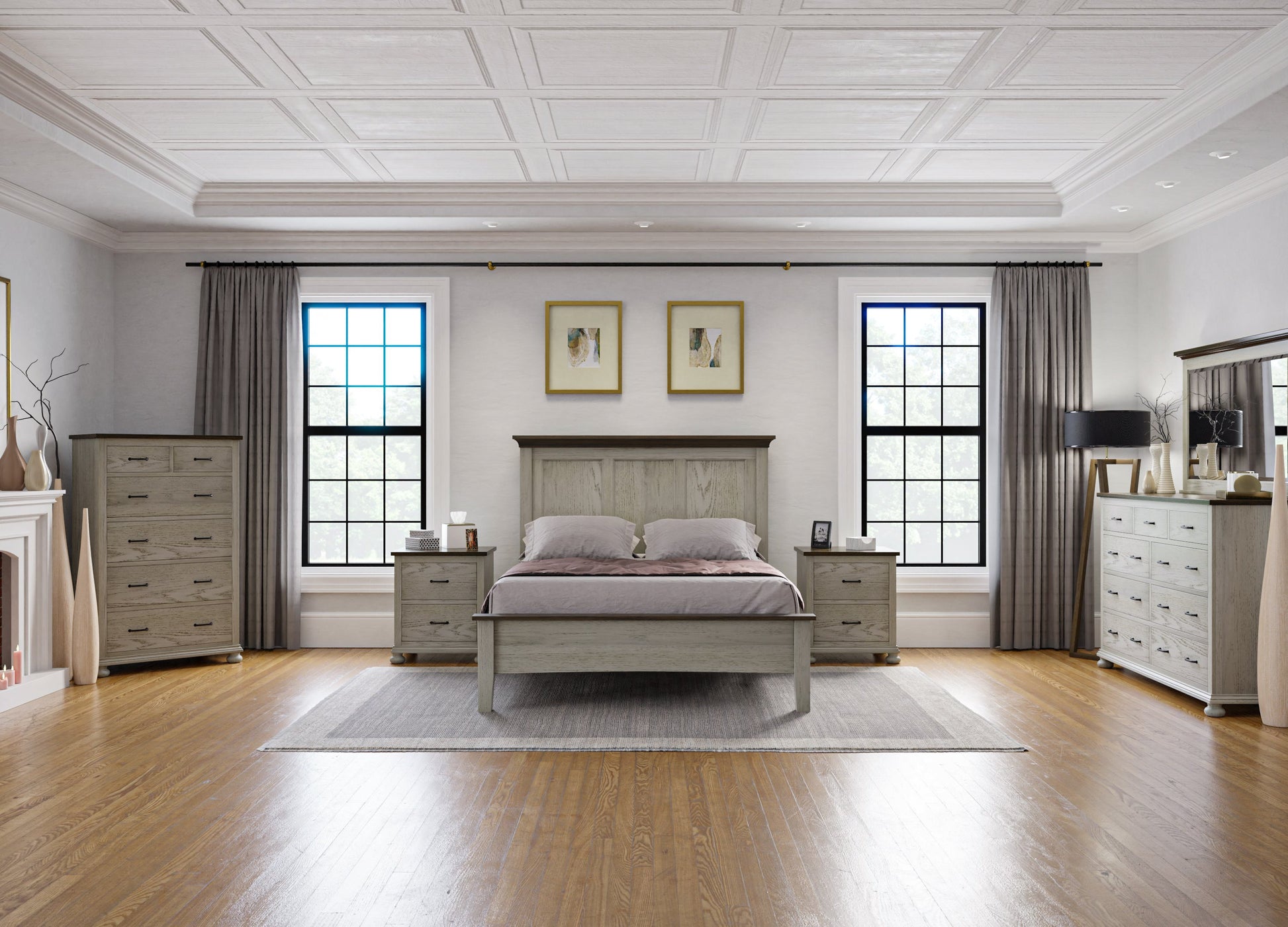 Amish Hickory Grove Panel Bed