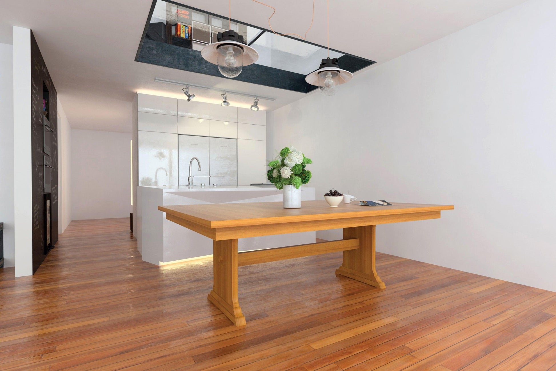 amish hoover double pedestal table in room setting