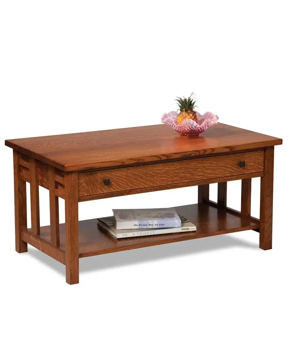 Amish Kascade Open Coffee Table with Drawer