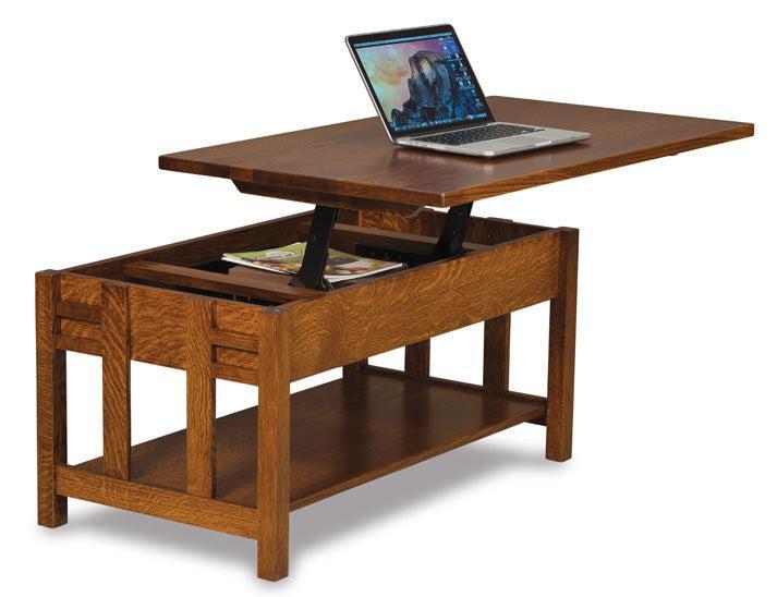 Amish Kascade Open Lift Top Coffee Table with Counter weight