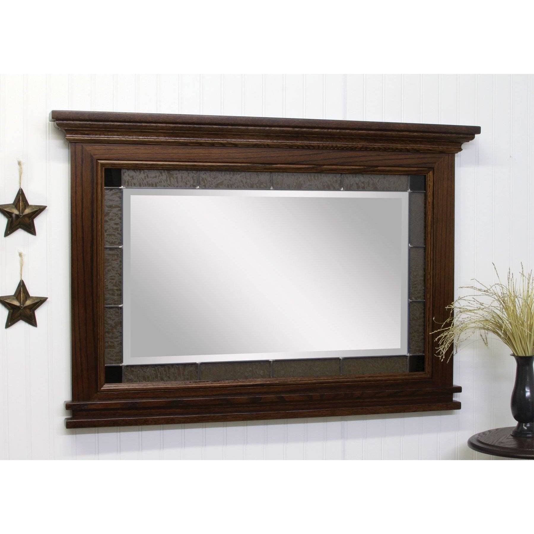 Large Brooklyn Shaker Granite Leaded Glass Wall Mirror