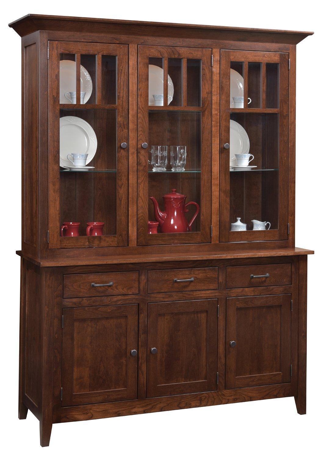 Amish Larkspur Full Glass Three Door Hutch