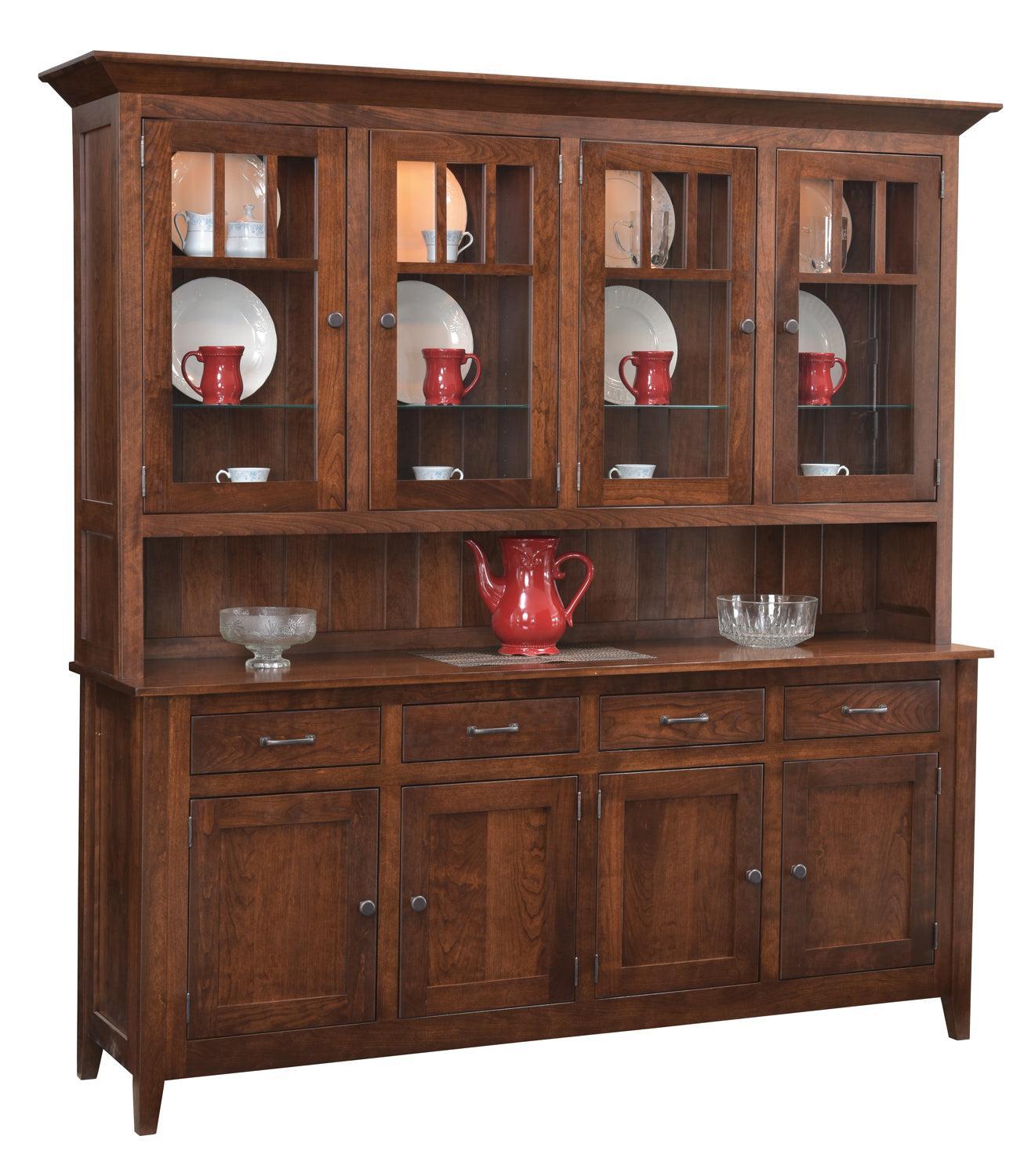 Amish Larkspur Rustic Four Door Hutch