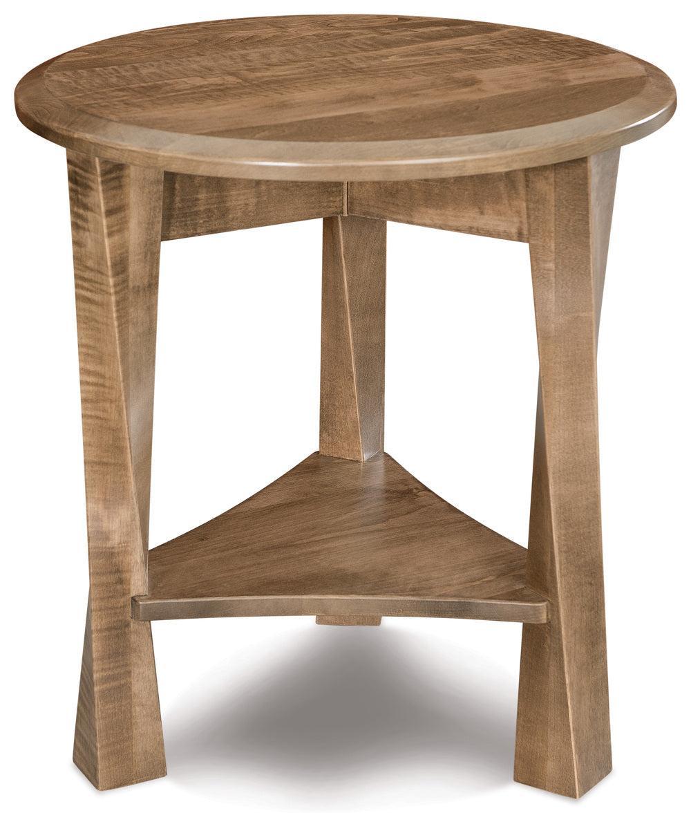 Amish Lexington Arc 22" Round End Table with Shelf