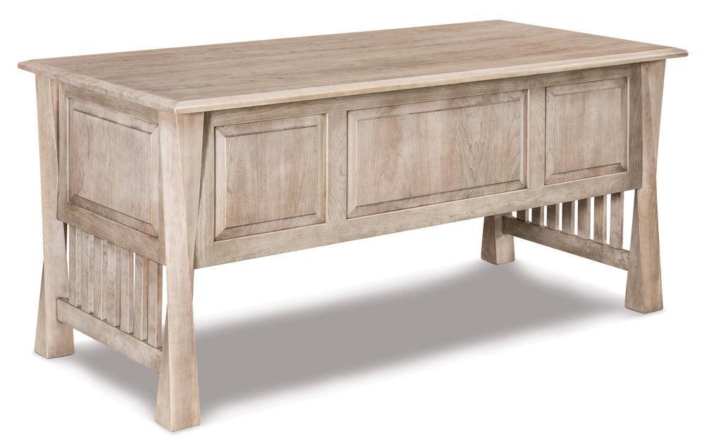 Amish Lexington Arc Four Drawers Desk with Finished Backside