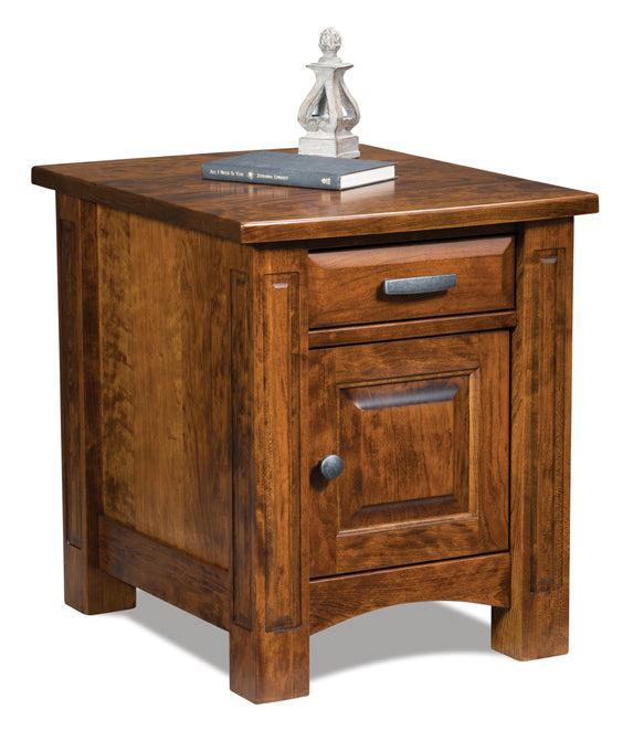 Amish Lexington Enclosed End Table with Drawer and Door
