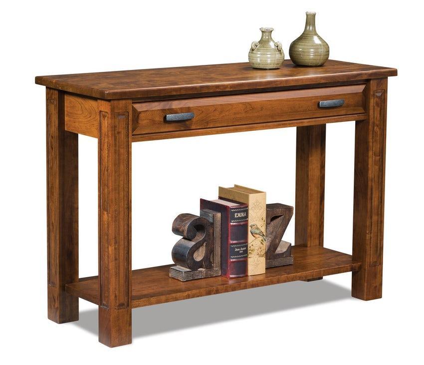 Amish Lexington Arc Open Sofa Table with Drawer