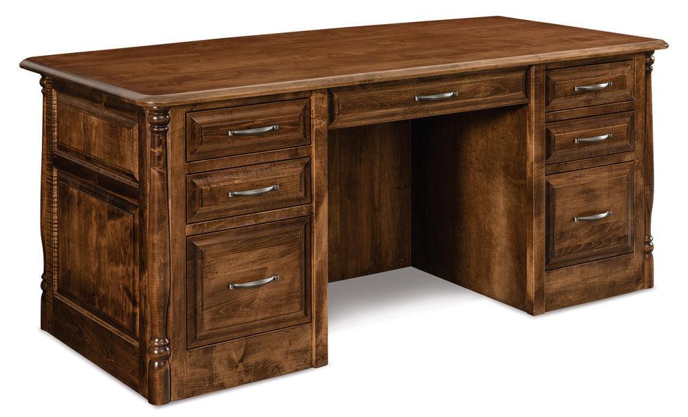 Amish Houston Double Pedestal Seven Drawers Desk - Thumbnail 2