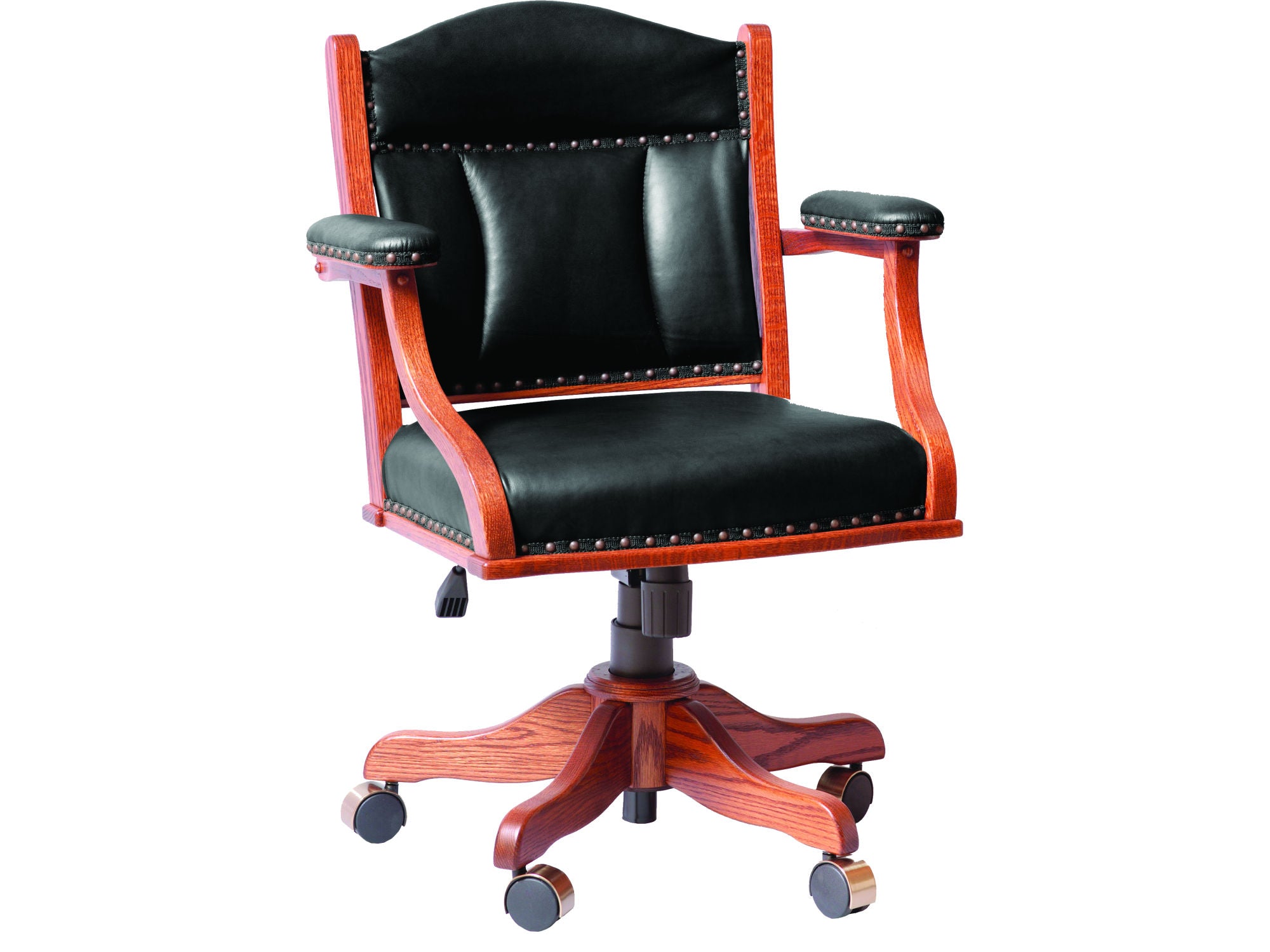 Amish Low Back Arm Desk Chair with Gas Lift