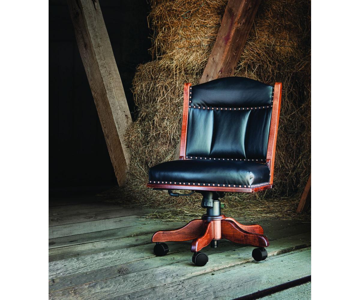 Amish Low Back Side Desk Chair with Gas Lift