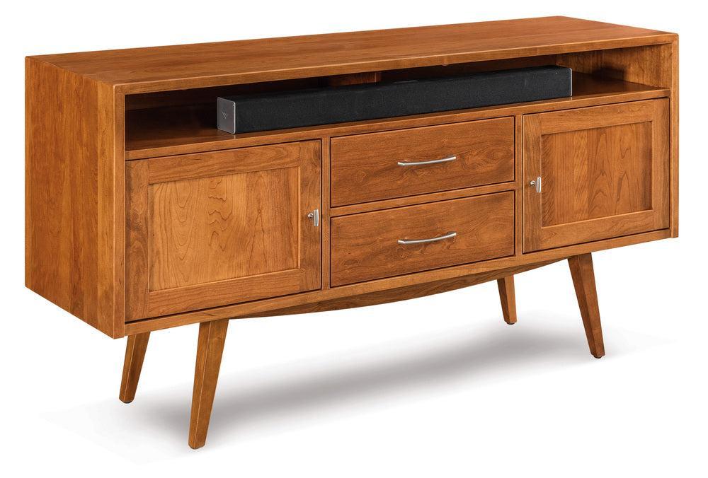 Amish Marina Two Doors and Two Drawers Media Stand with Opening