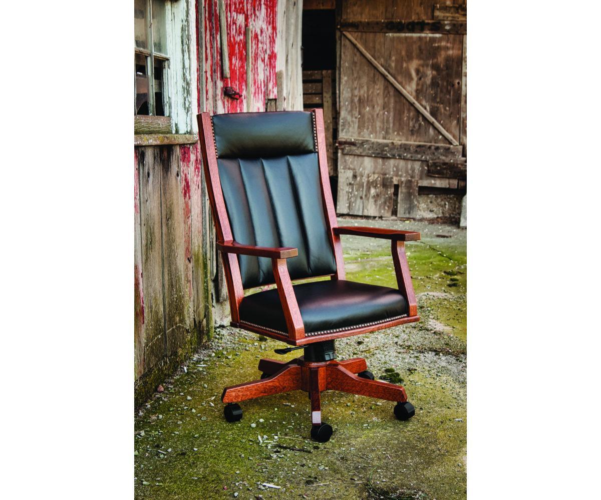 Amish Mission Office Arm Chair with Gas Lift - Thumbnail 5