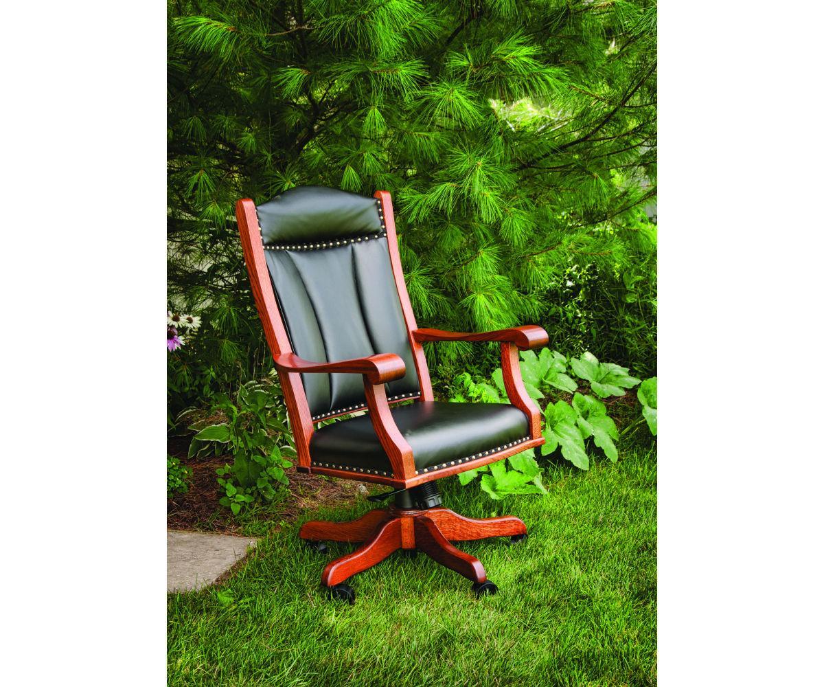 Amish Mission Office Arm Chair with Gas Lift - Thumbnail 4