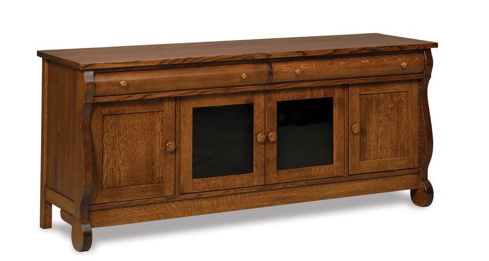 Amish Old Classic Sleigh Four Doors and Two Drawers Media Stand