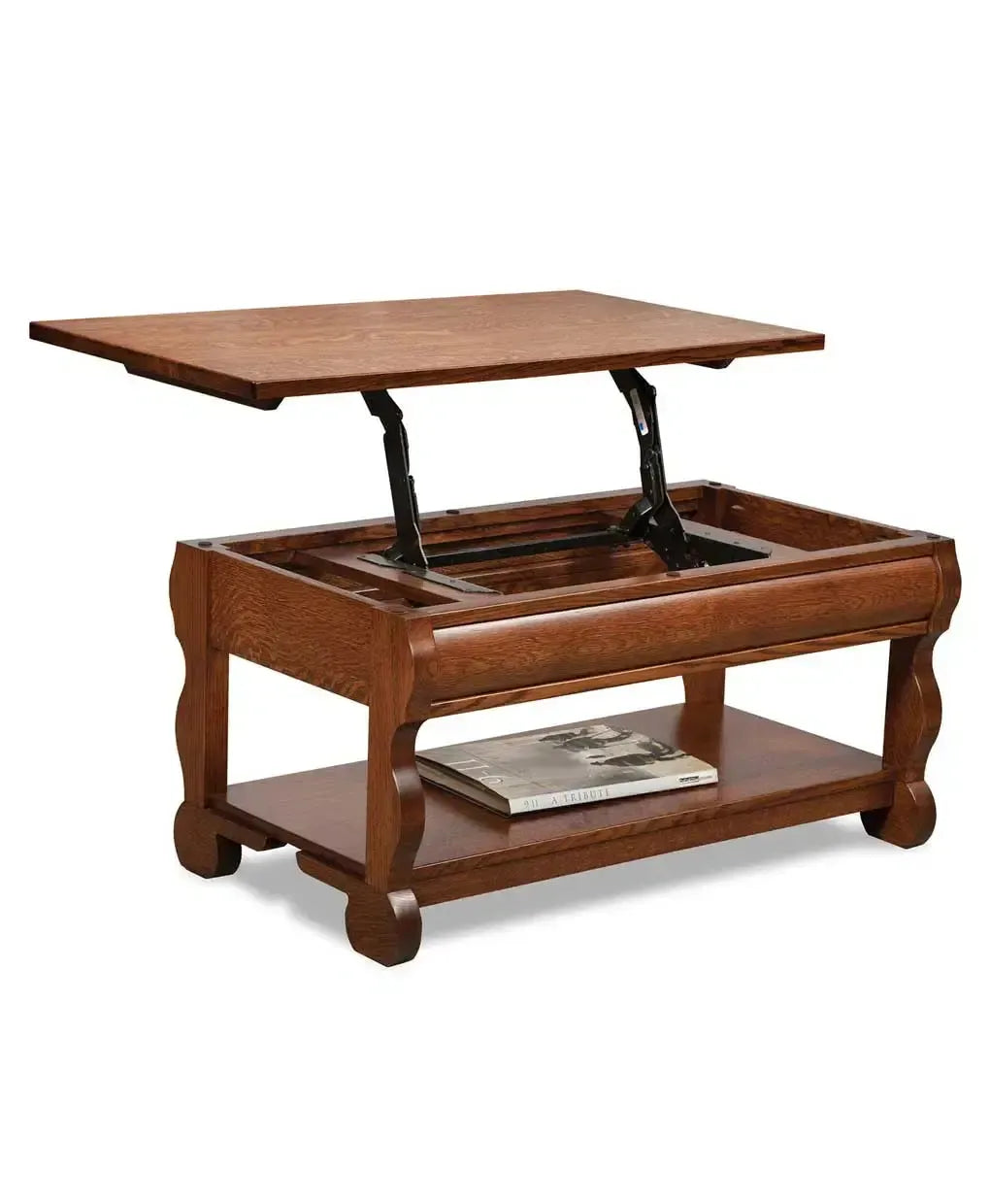 Amish Old Classic Sleigh Open Lift Top Coffee Table