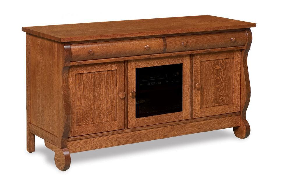 Amish Old Classic Sleigh Three Doors and Two Drawers Media Stand