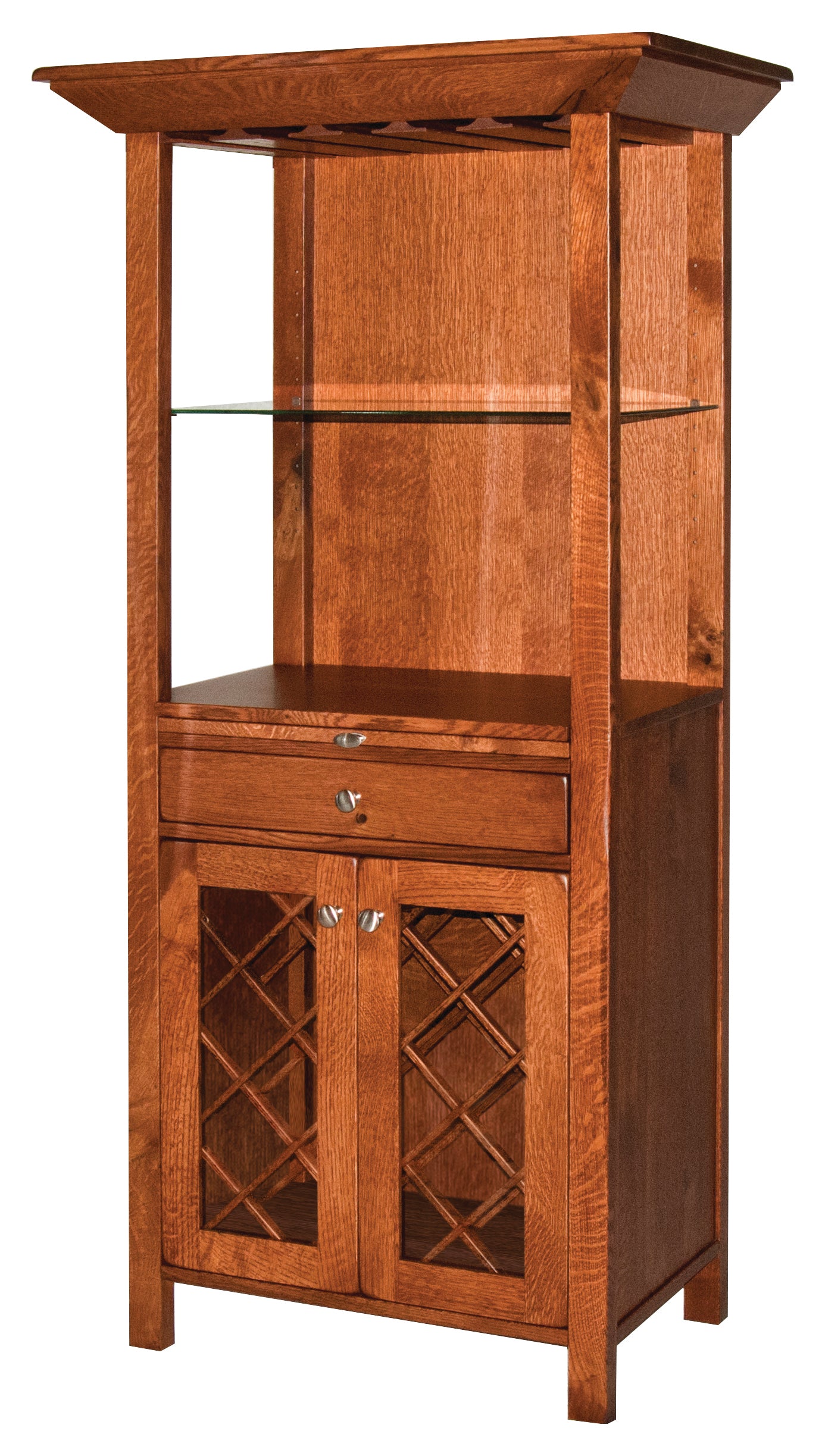 Amish Shaker 69" Wine Tower with Medium Distressed & Hand Worn Edges