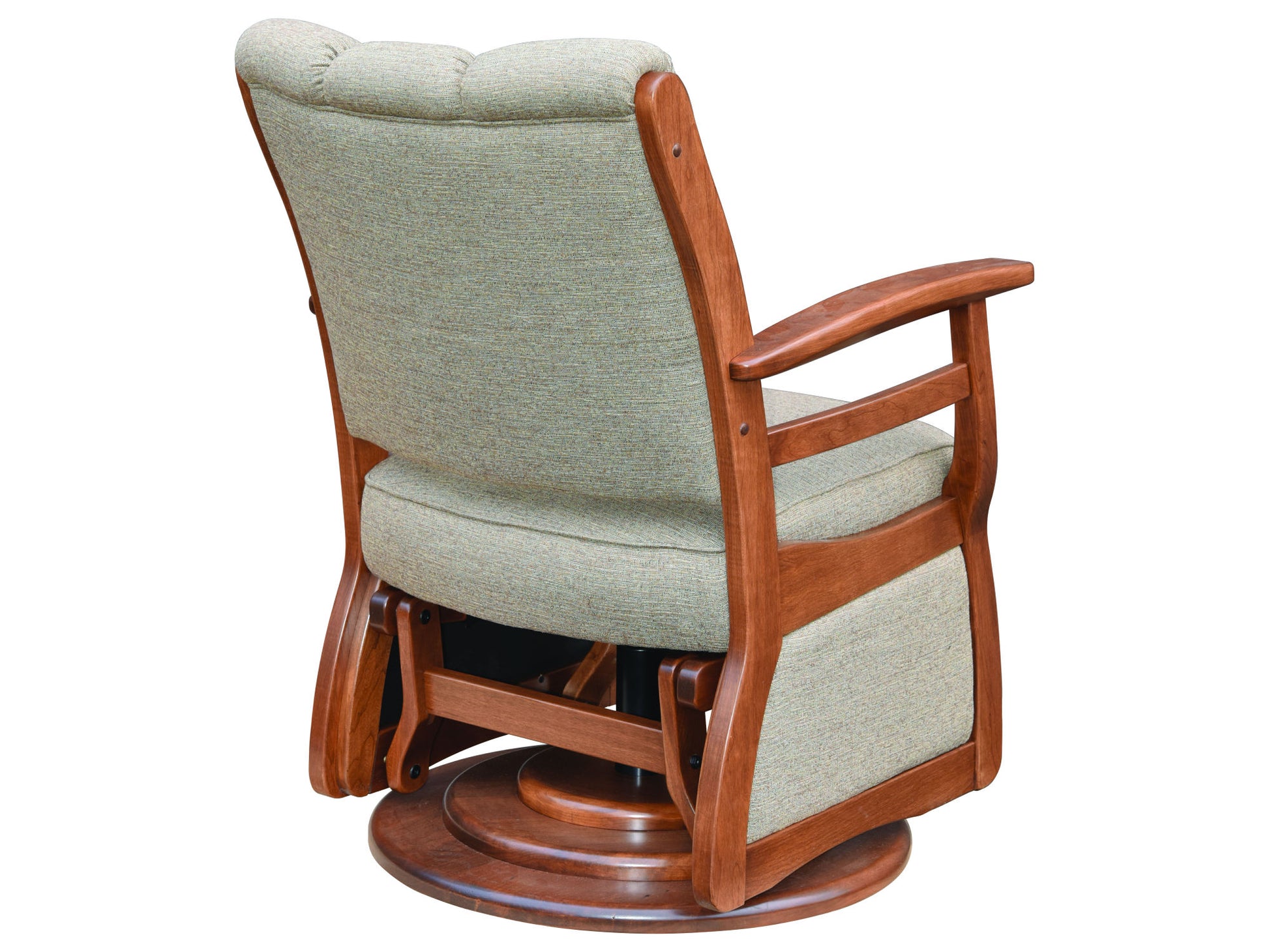 Amish Sierra 36.5" Low Back Swivel Glider with Wood Arms
