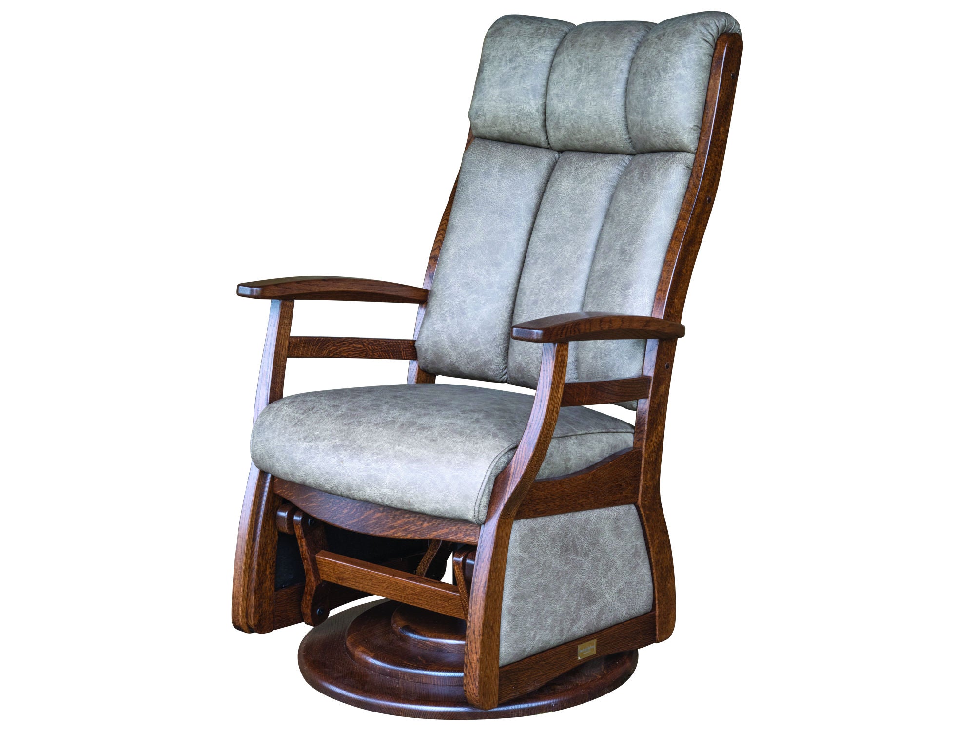 Amish Sierra 45" High Back Swivel Glider with Wood Arms