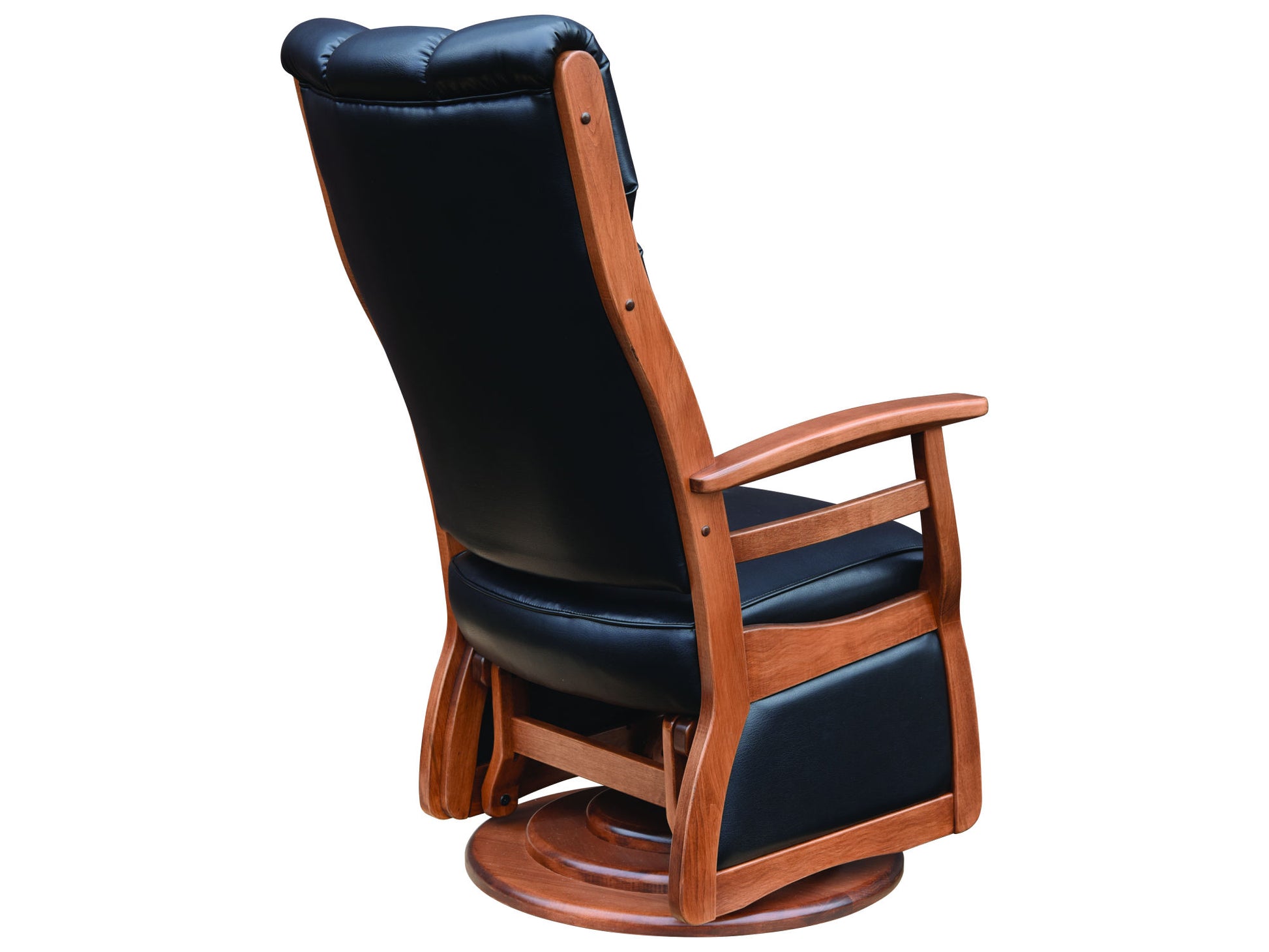 Amish Sierra 45" High Back Swivel Glider with Wood Arms