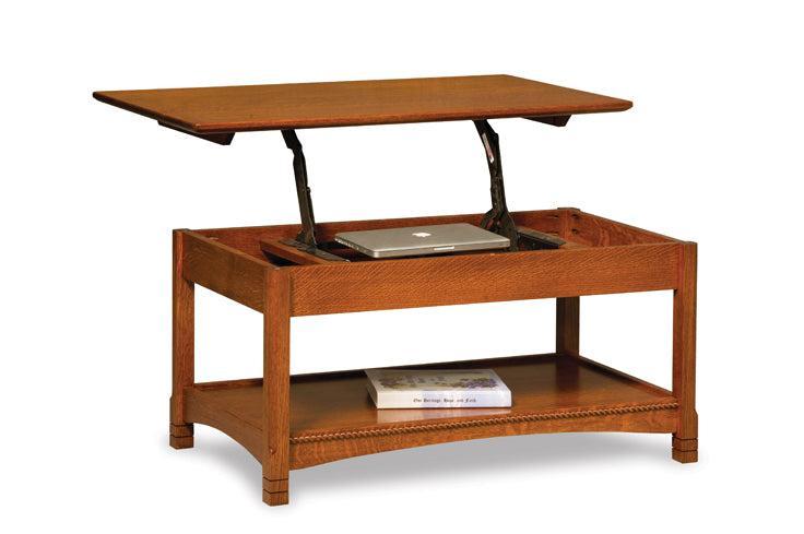Amish West Lake Open Lift Top Coffee Table with Counter Weight