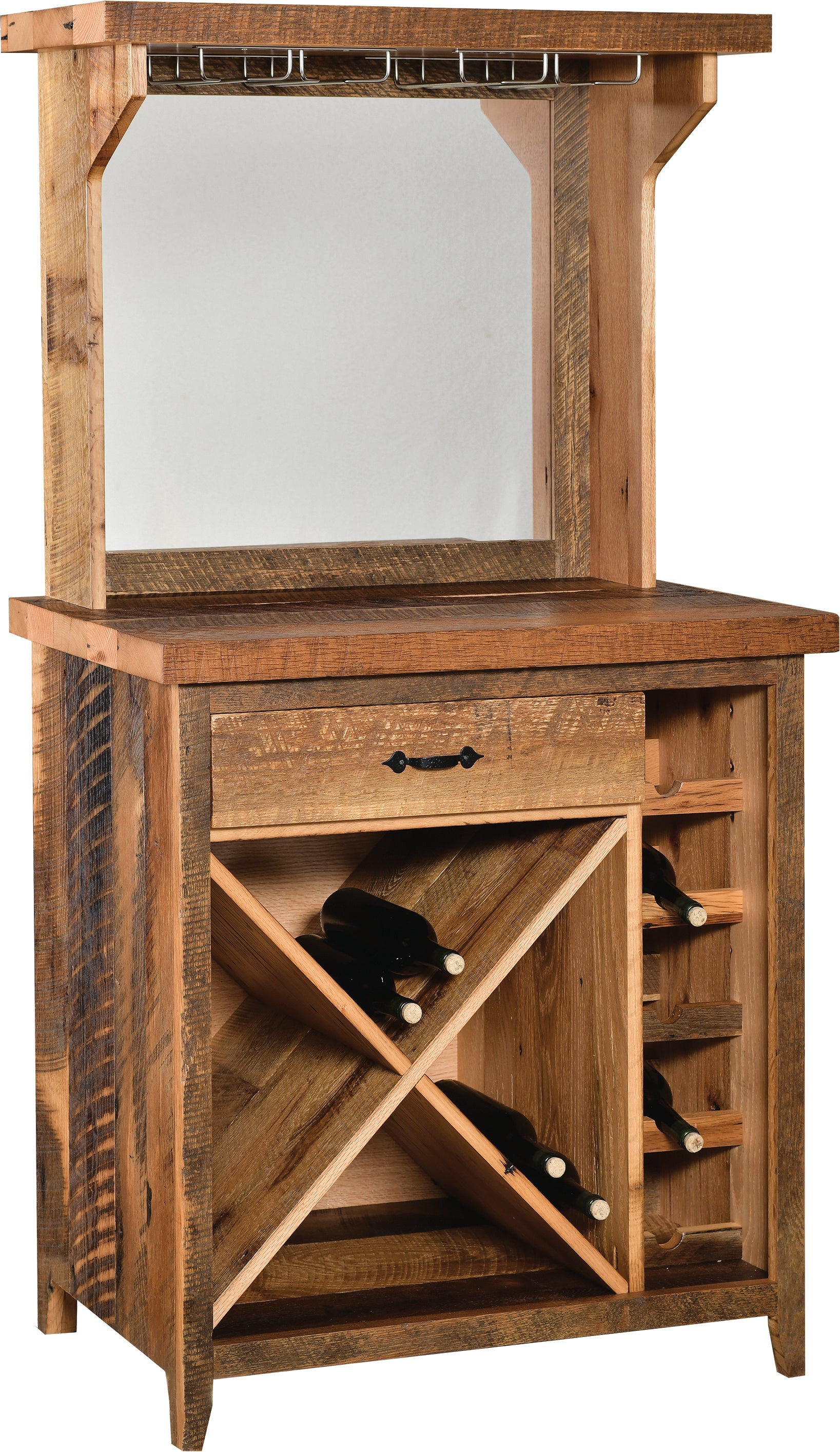 Amish Windsor 64" Reclaimed Barnwood Wine Bar