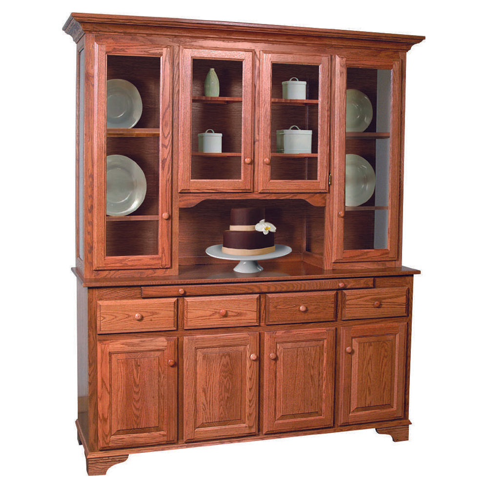 Amish Traditional 82" Four Door Hutch with Wood Knobs