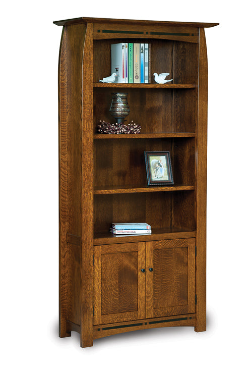 Amish Boulder Creek Four Shelves and Two Doors Bookcase