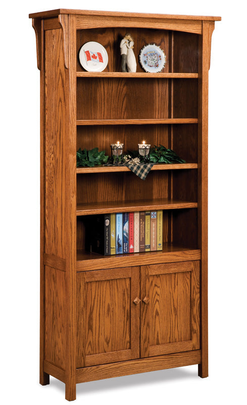 Amish Bridger Mission Four Shelves and Two Doors Bookcase