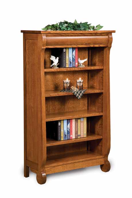 Amish Old Classic Sleigh Four Shelves Bookcase