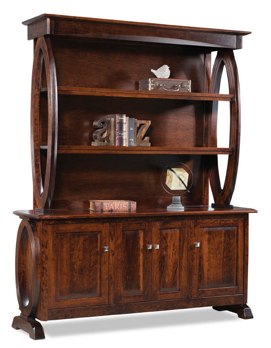 Amish Saratoga Four Doors Back Bar with Hutch Top