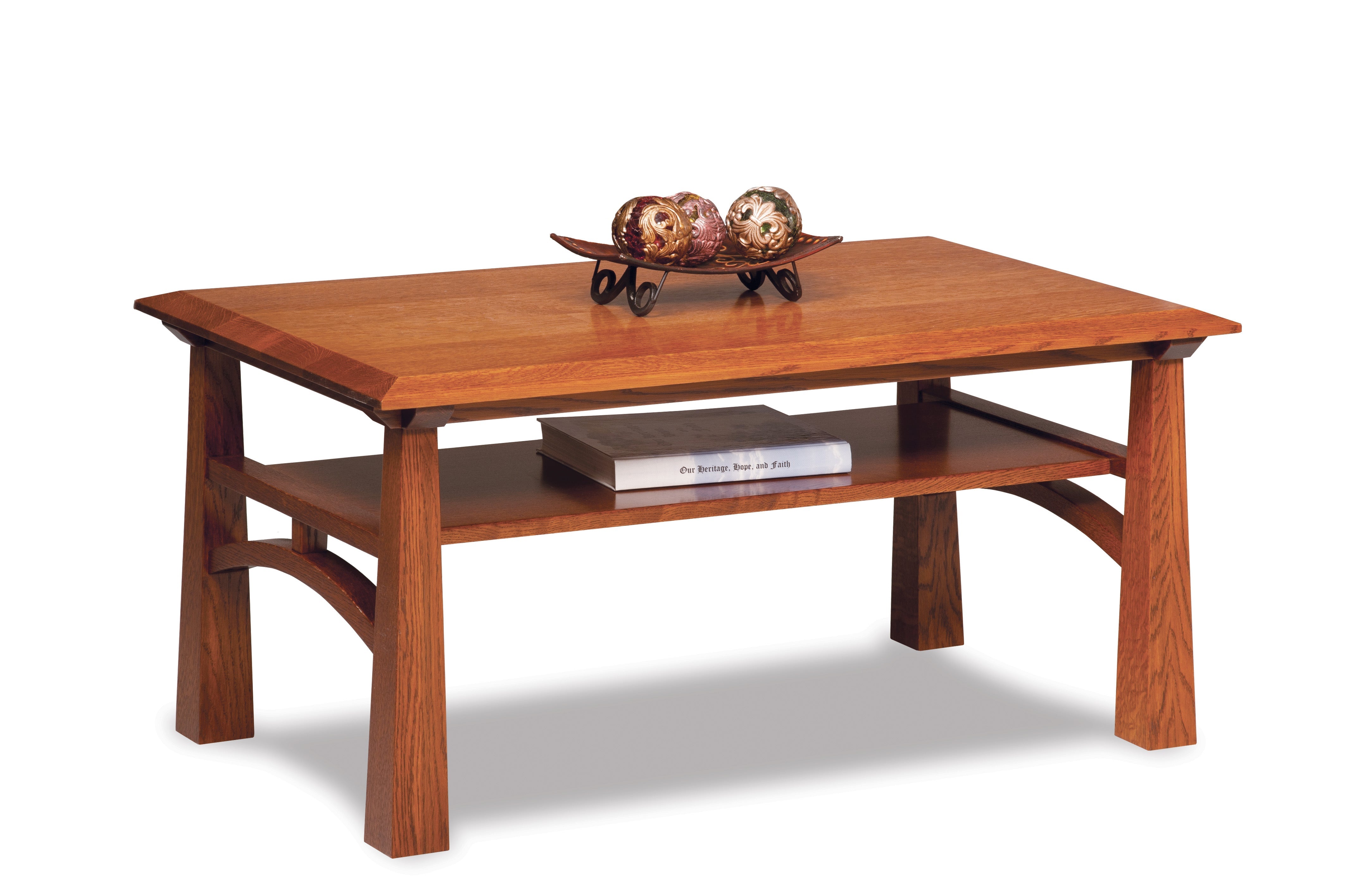 Amish Artesa Open Coffee Table with Shelf