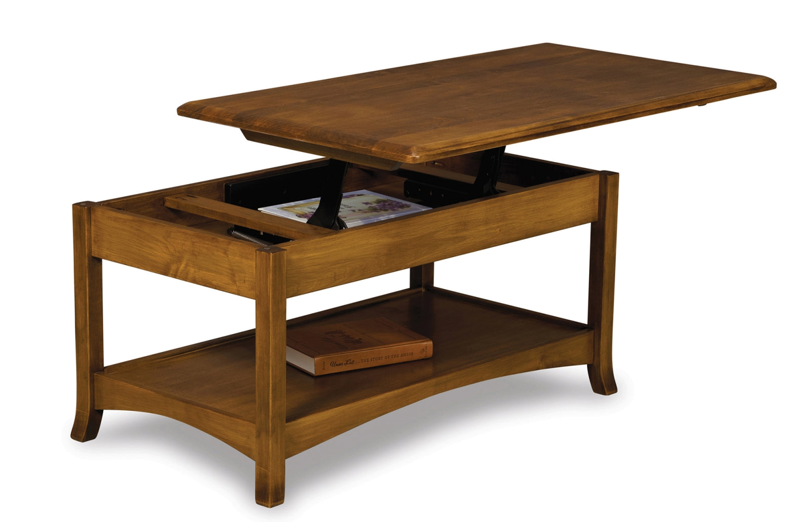Amish Carlisle Open Lift Top Coffee Table with Counter Weight