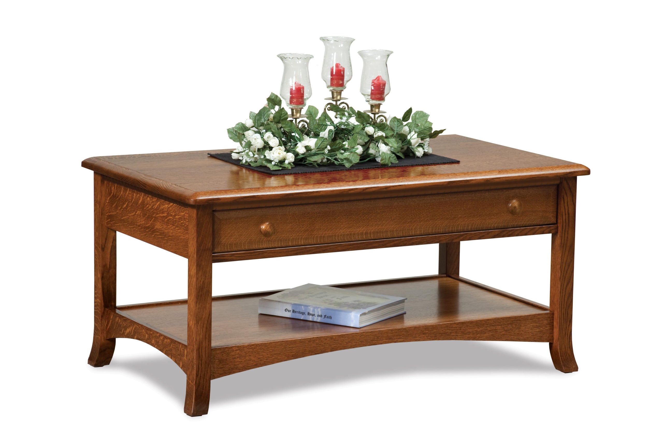 Amish Carlisle Open Coffee Table with Drawer