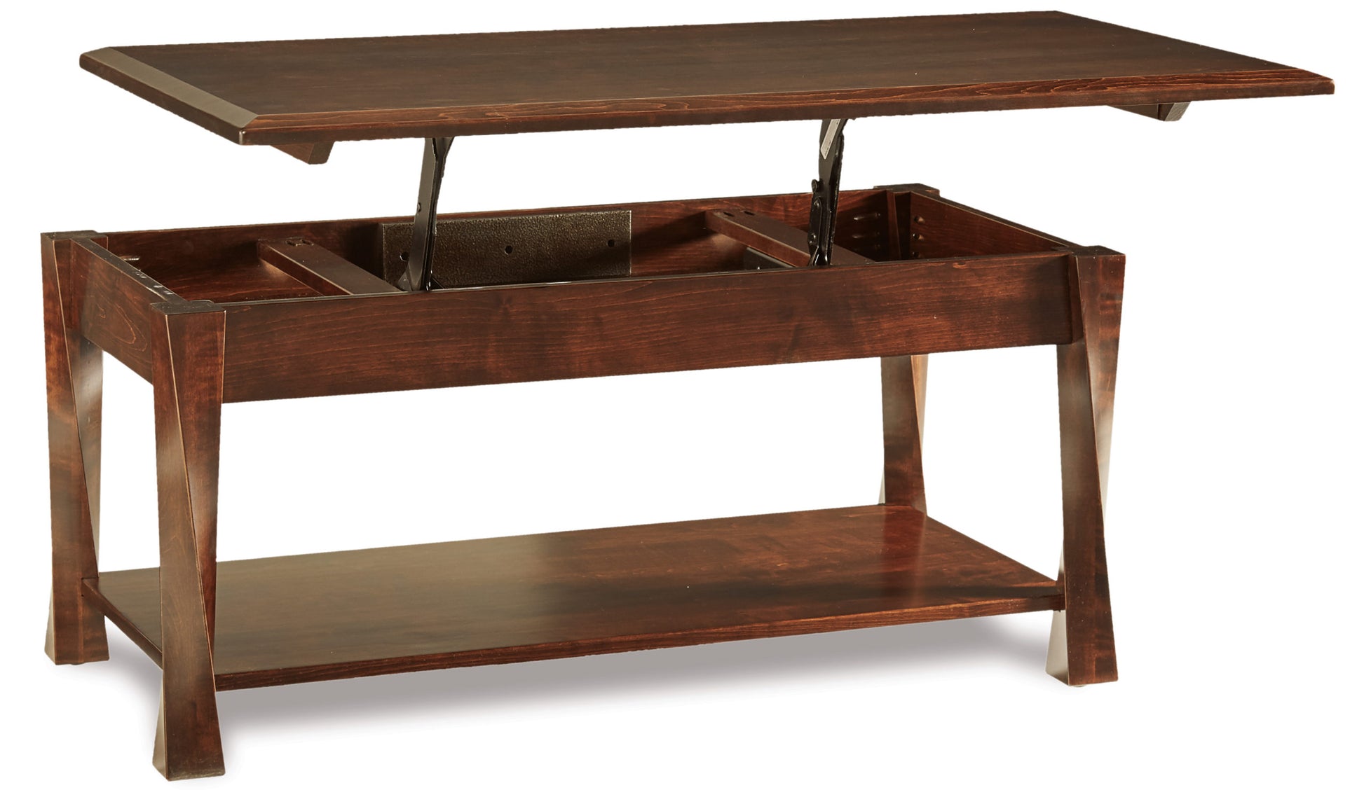 Amish Lexington Arc Open Lift Top Coffee Table with Counter Weight