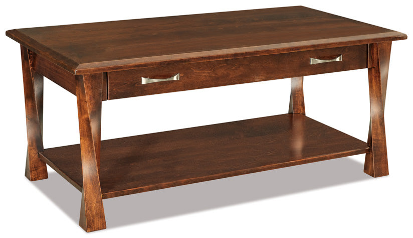 Amish Lexington Arc Open Coffee Table with Drawer