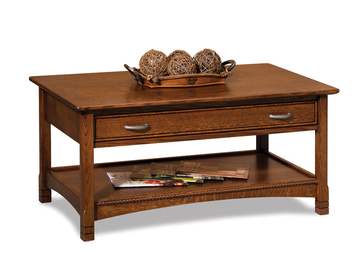 Amish West Lake Open Coffee Table with Drawer