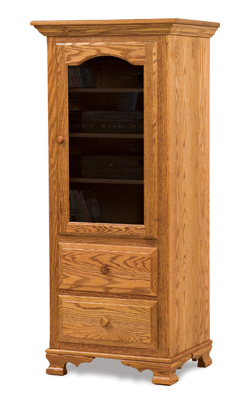 Amish Hoosier Heritage Stereo Cabinet with One Door and Two Drawers