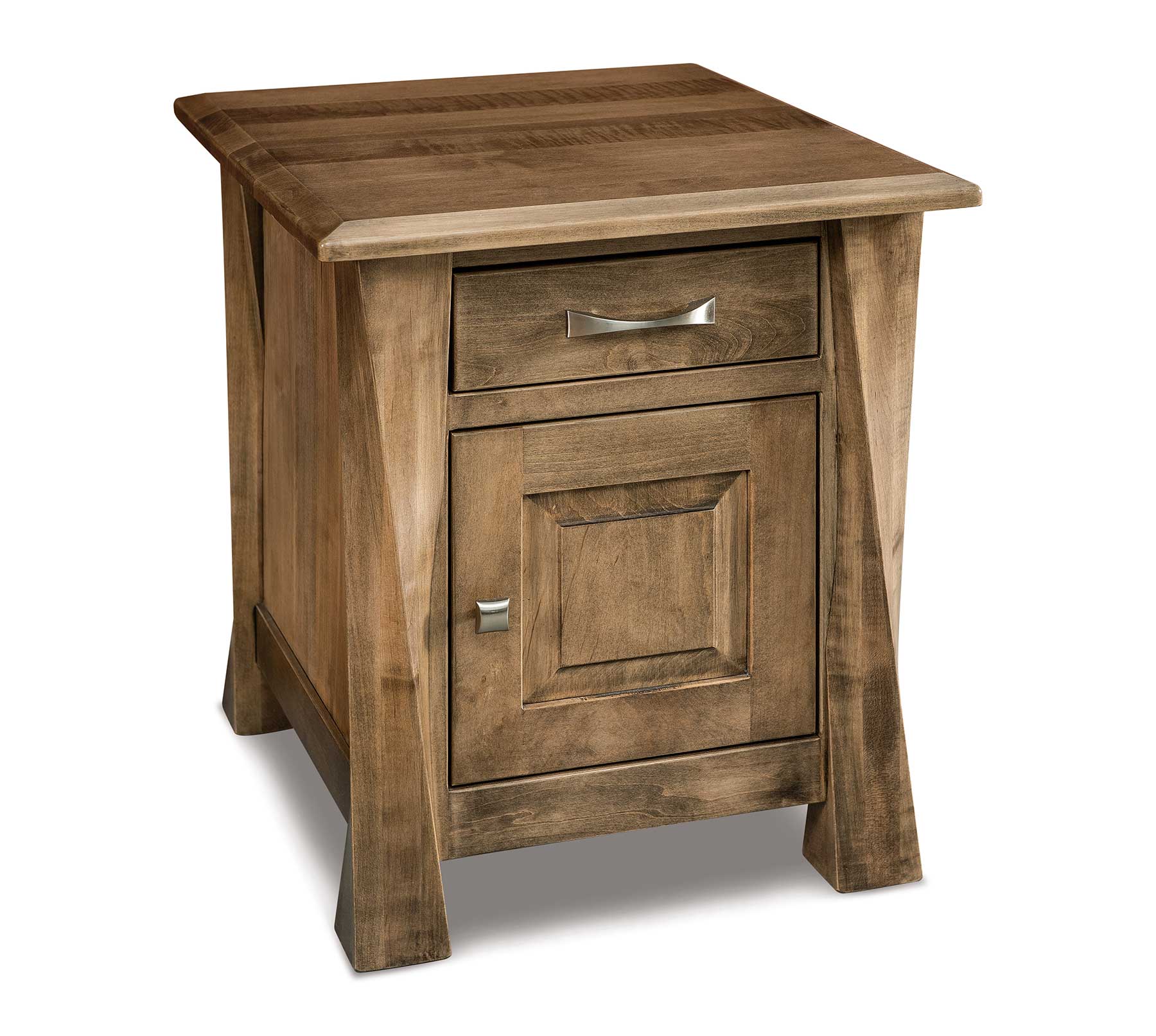 Amish Lexington Arc Enclosed End Table with Drawer and Door