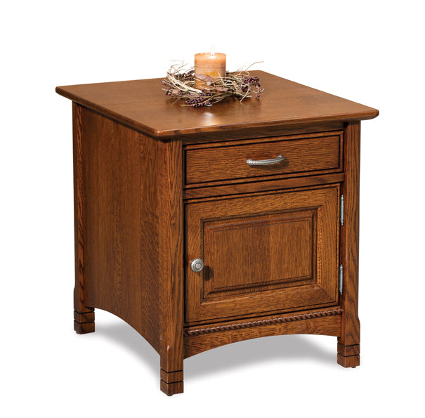Amish West Lake Enclosed End Table with Drawer and Door