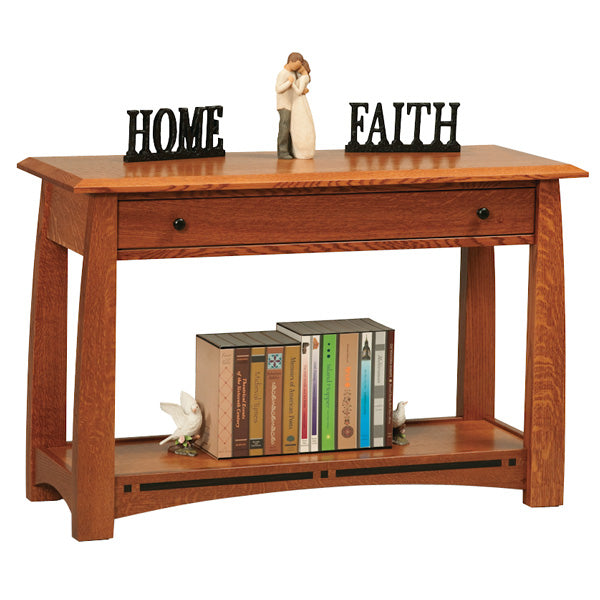 Amish Boulder Creek Open Sofa Table with Drawer