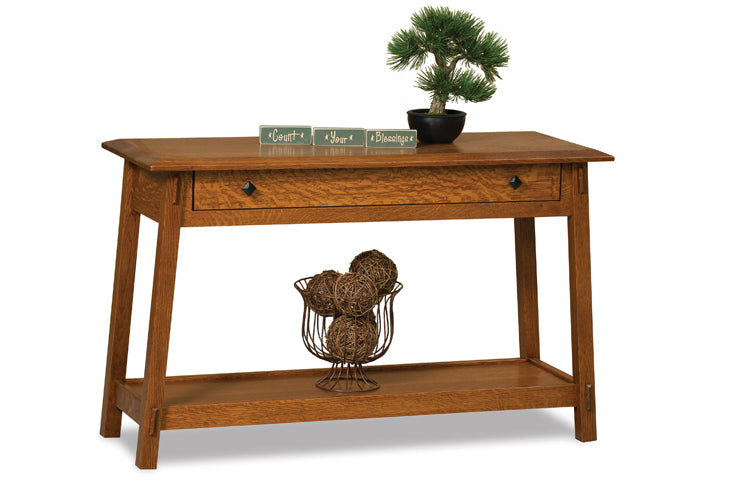 Amish Colbran Open Sofa Table with Drawer