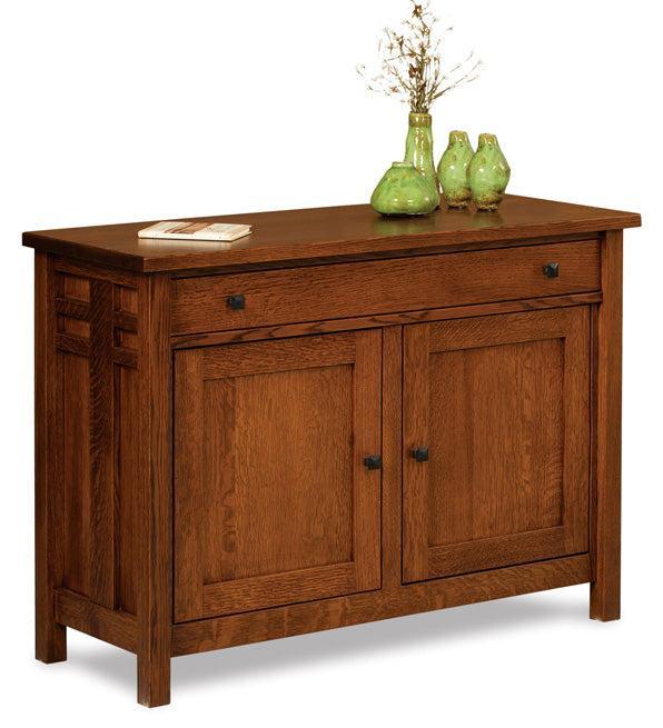 Amish Kascade Enclosed Sofa Table with Drawer, Doors and Shelf