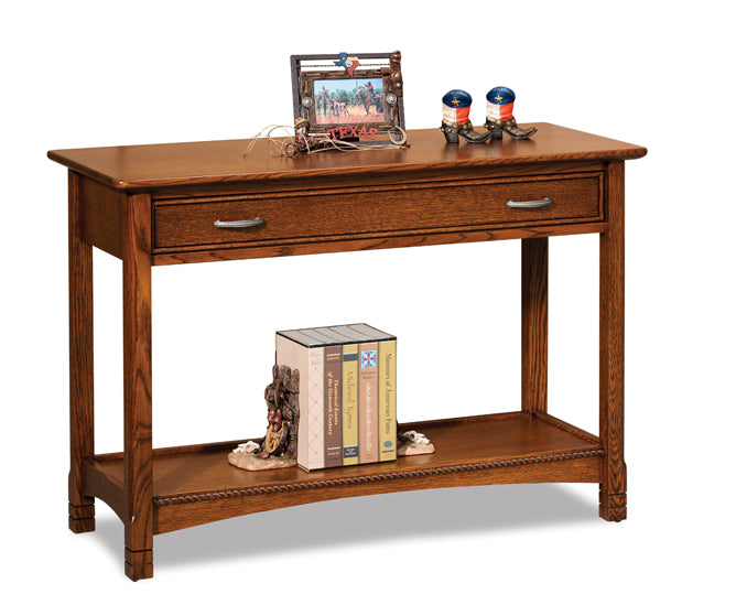 Amish West Lake Open Sofa Table with Drawer