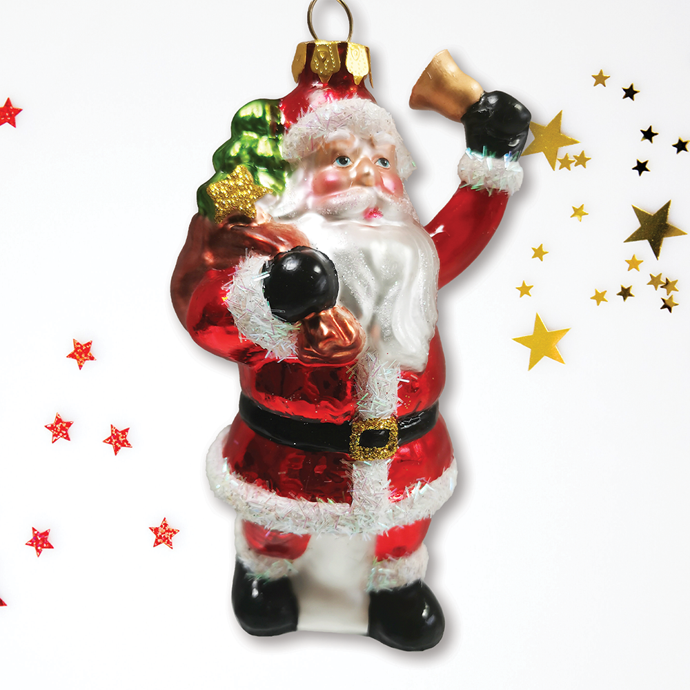 Santa Claus Coming to Town Glass Ornament