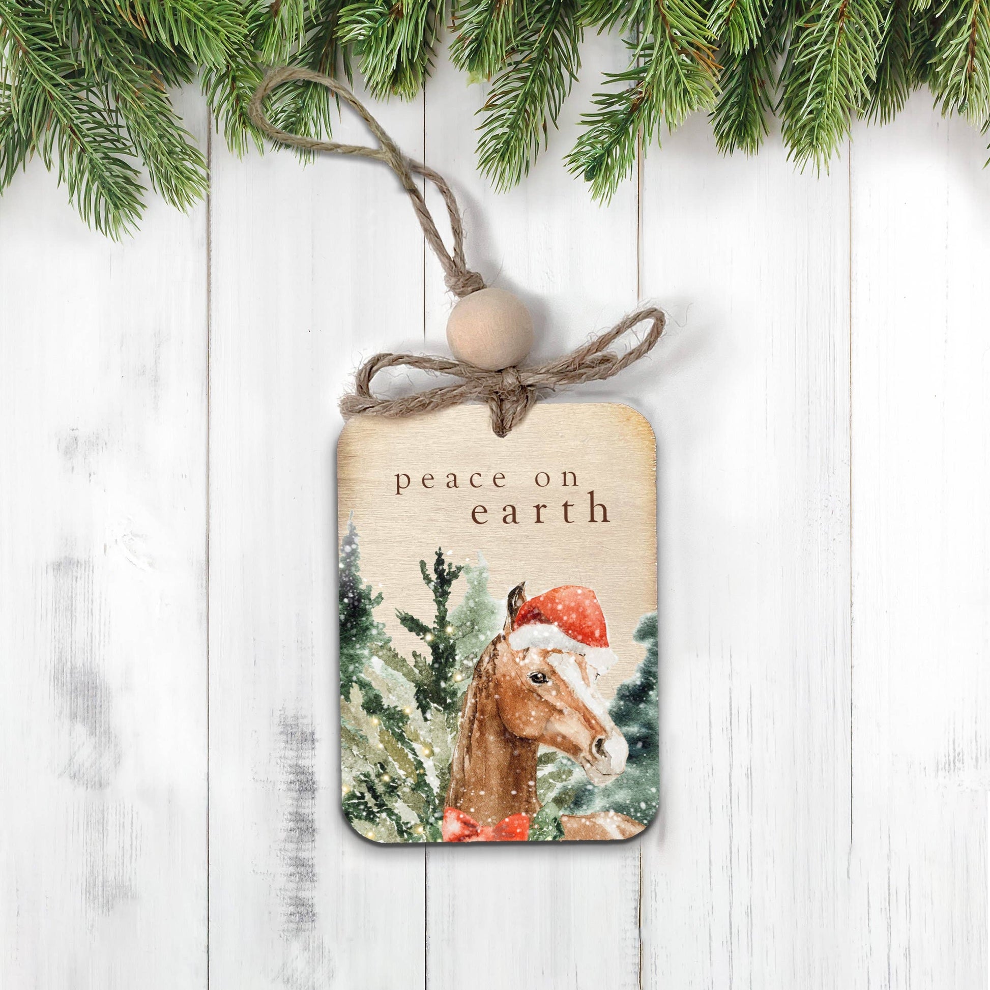 Rustic "Peace on Earth" Wood Christmas Ornament