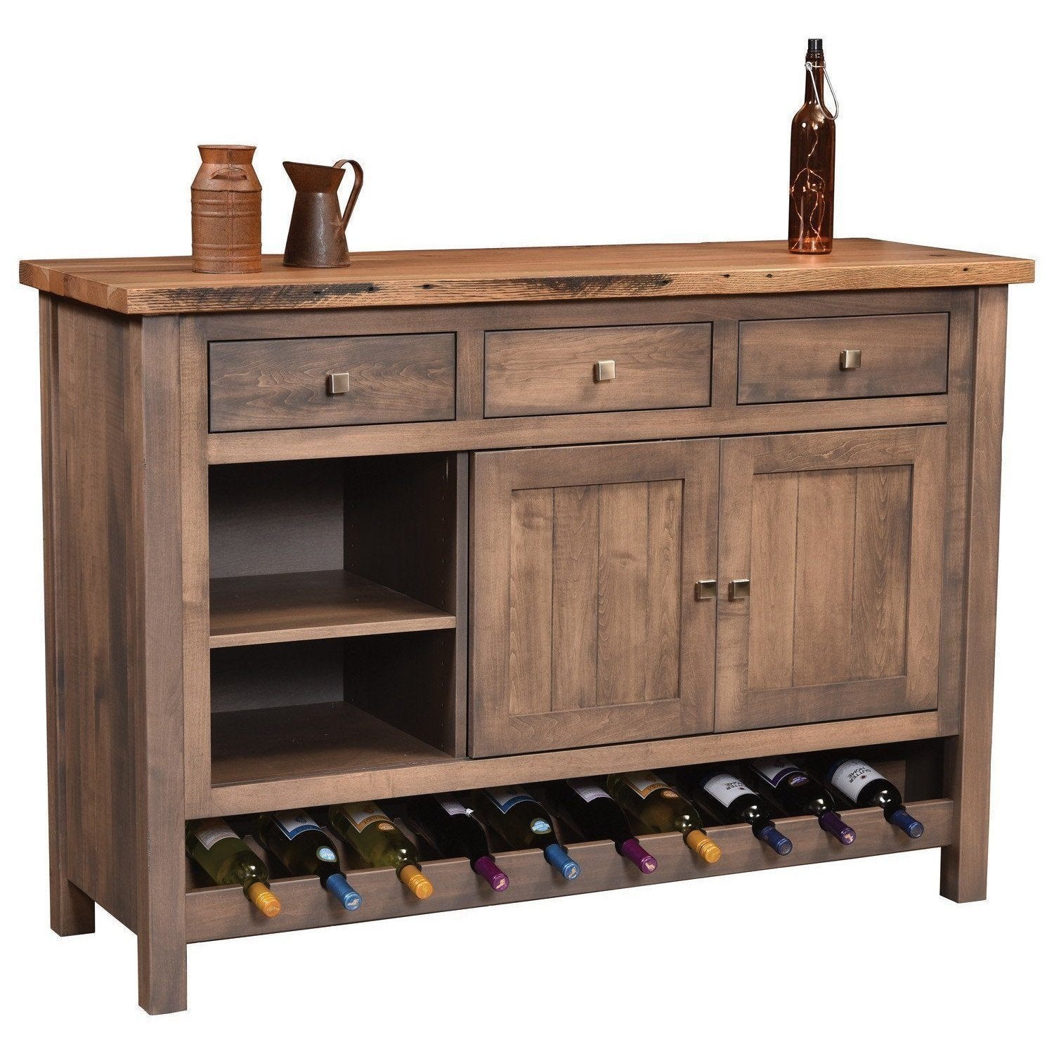 Amish Adele Wine Cabinet with Reclaimed Top