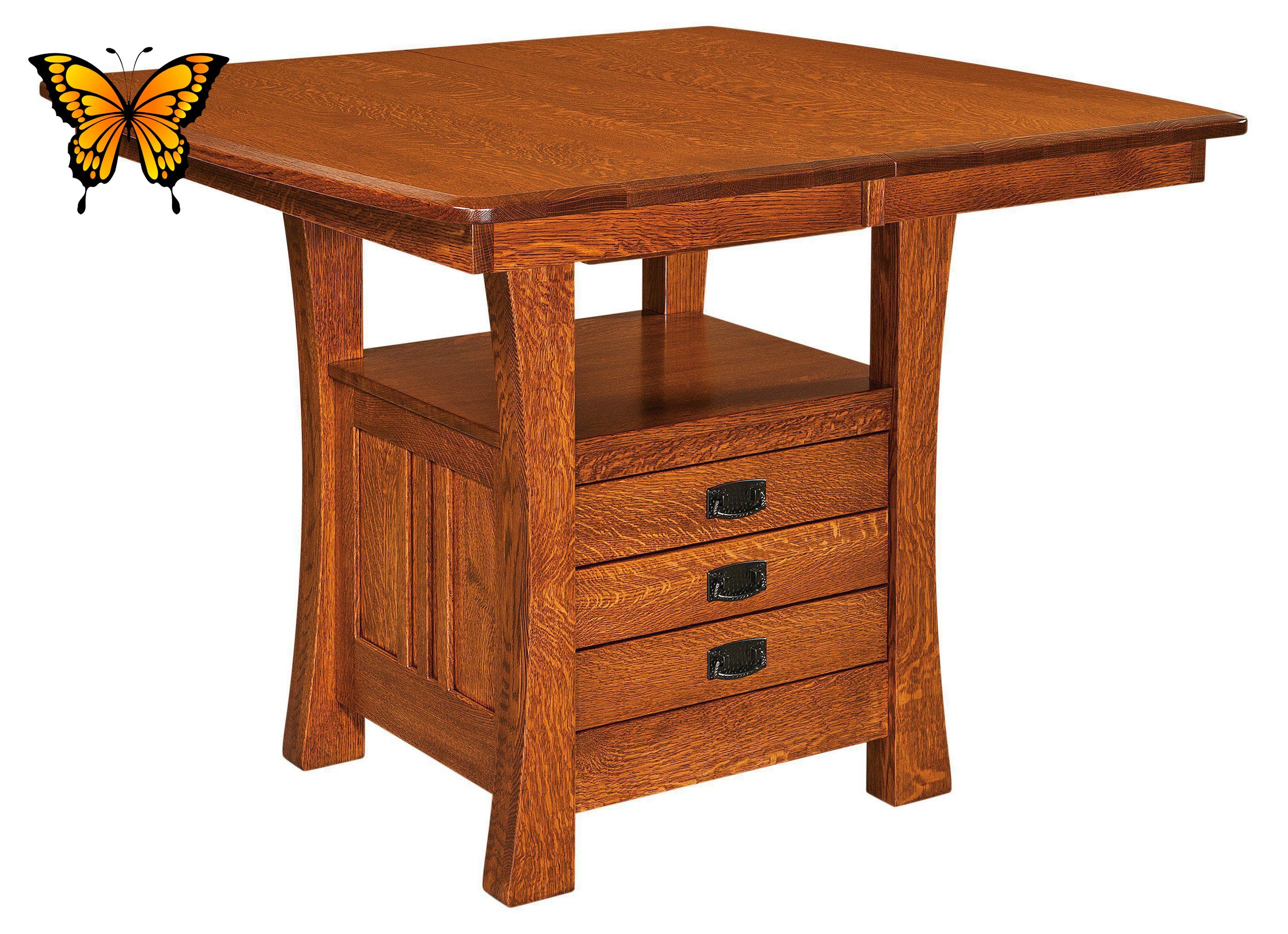 Arts & Crafts Cabinet Dining Table-The Amish House