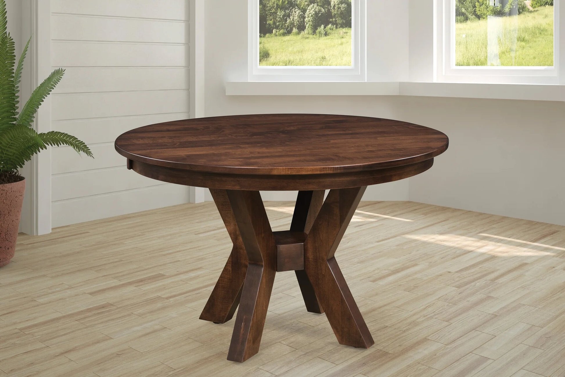 bradley round single pedestal in room setting