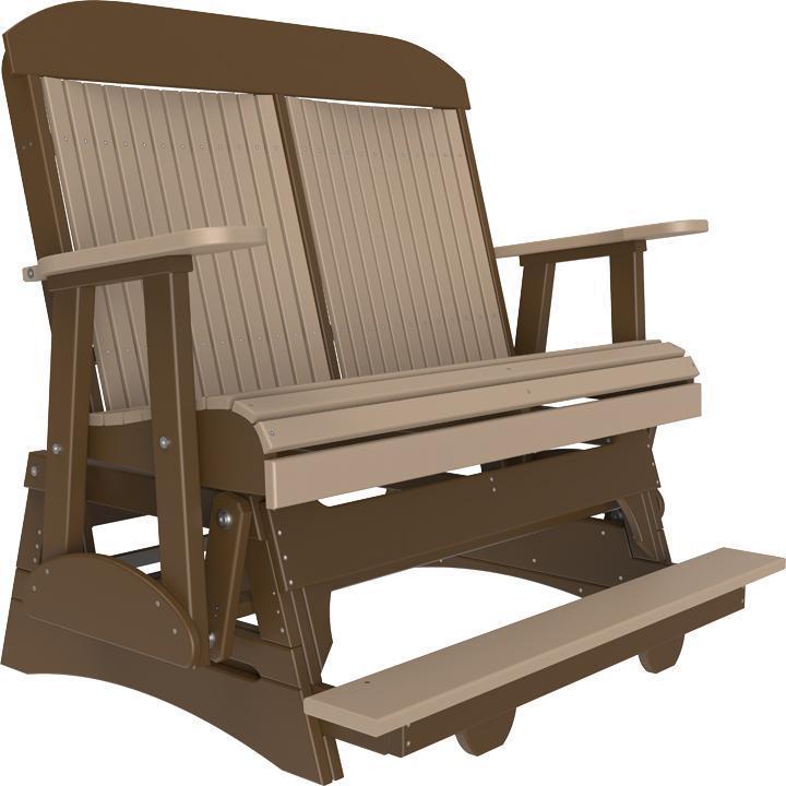 4' Classic Balcony Glider Weatherwood & Chestnut Brown-The Amish House